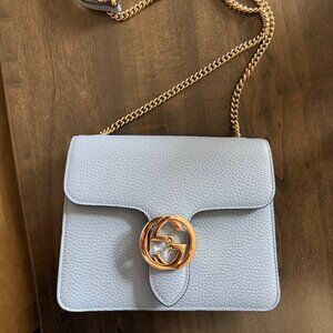 Women's Gucci Interlocking Chain GG Leather Crossbody Bag